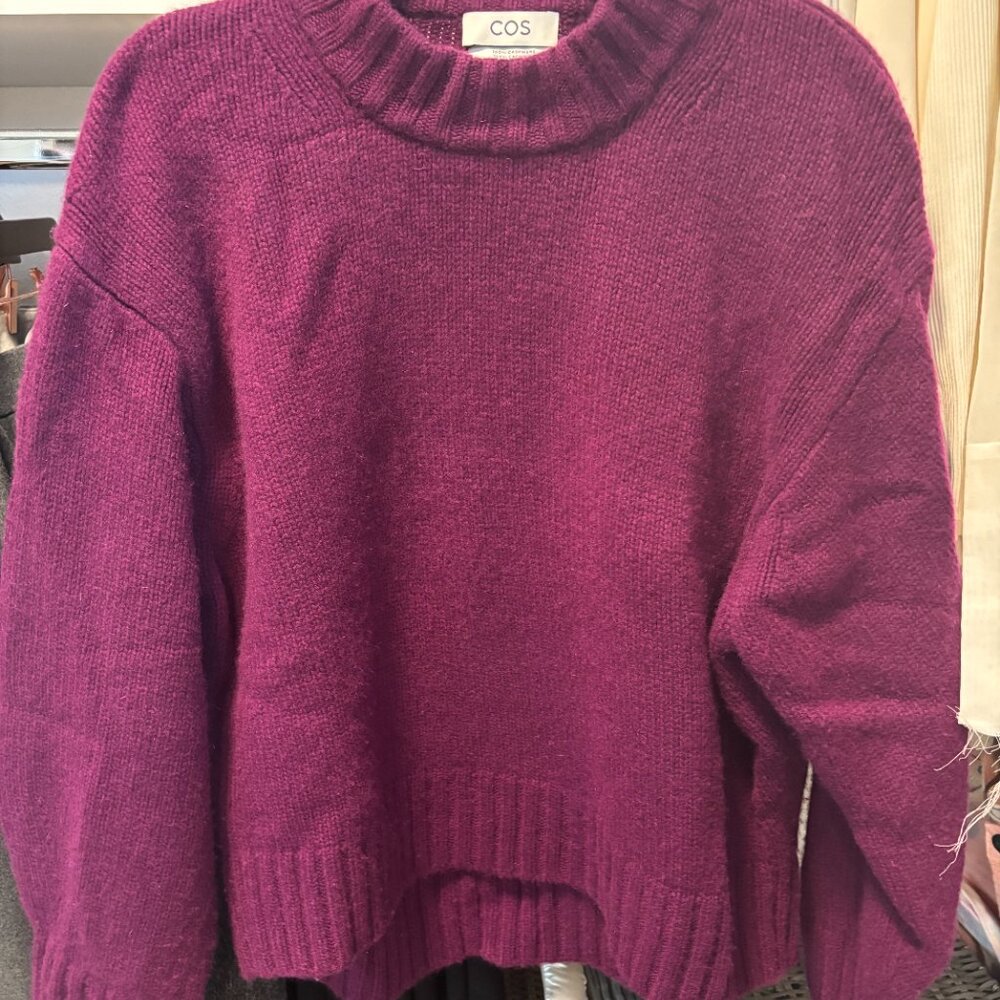RARE COLOR PURPLE COS Chunky 100% Cashmere Sweater - Picture 3 of 4